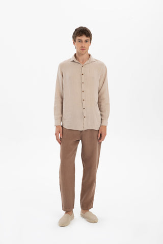Linen Relaxed Cut Lace-Up Men's Trousers