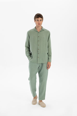 Linen Relaxed Cut Lace-Up Men's Trousers