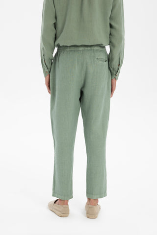 Linen Relaxed Cut Lace-Up Men's Trousers