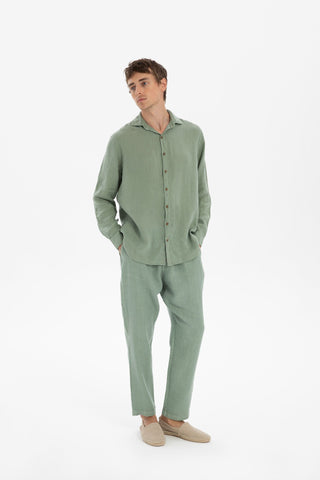 Linen Relaxed Cut Lace-Up Men's Trousers