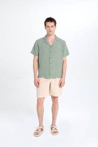 Linen Tied Waist Relaxed Cut Men's Shorts