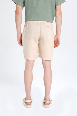 Linen Tied Waist Relaxed Cut Men's Shorts