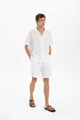 Linen Tied Waist Relaxed Cut Men's Shorts