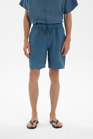Linen Tied Waist Relaxed Cut Men's Shorts