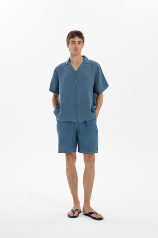 Linen Tied Waist Relaxed Cut Men's Shorts