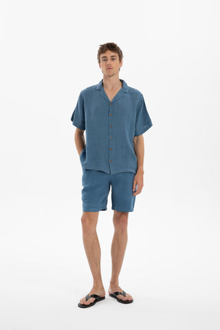 Linen Tied Waist Relaxed Cut Men's Shorts