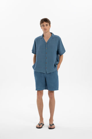 Linen Tied Waist Relaxed Cut Men's Shorts