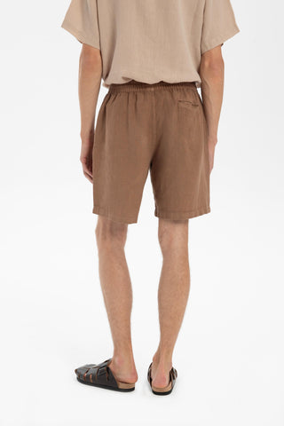 Linen Tied Waist Relaxed Cut Men's Shorts