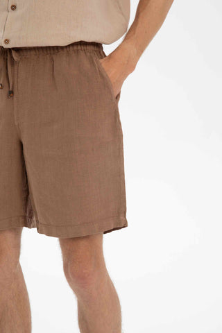 Linen Tied Waist Relaxed Cut Men's Shorts