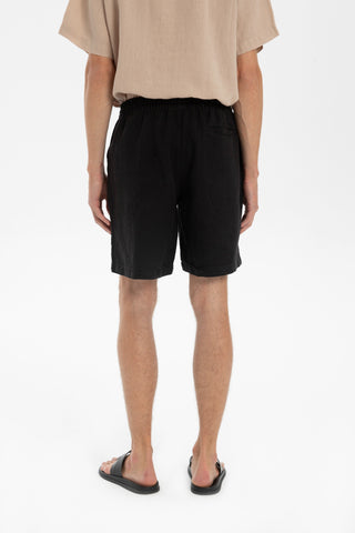 Linen Tied Waist Relaxed Cut Men's Shorts