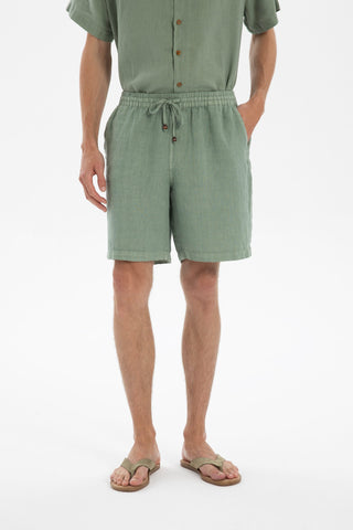 Linen Tied Waist Relaxed Cut Men's Shorts