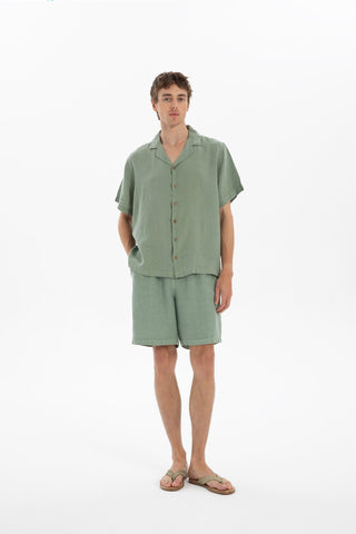 Linen Tied Waist Relaxed Cut Men's Shorts