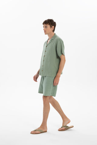 Linen Tied Waist Relaxed Cut Men's Shorts
