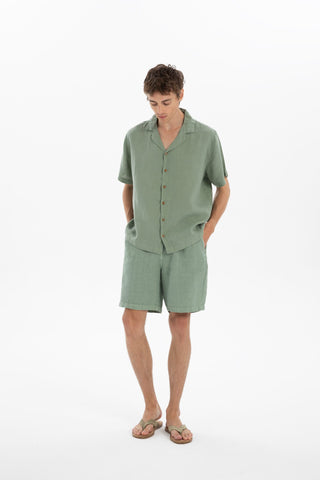 Linen Tied Waist Relaxed Cut Men's Shorts