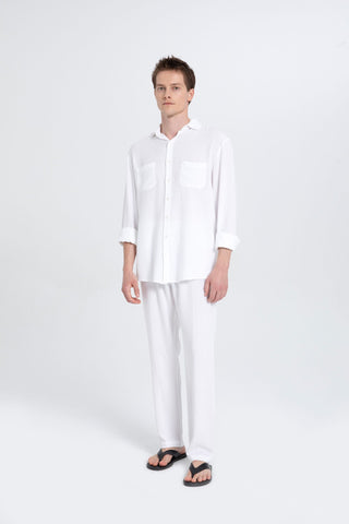 Linen Blend Stitched Detailed Men's Trousers