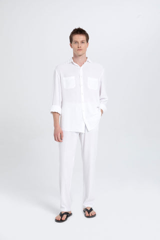 Linen Blend Stitched Detailed Men's Trousers