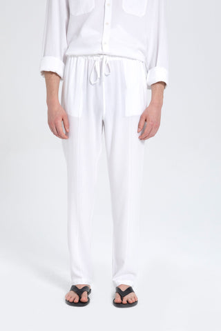 Linen Blend Stitched Detailed Men's Trousers
