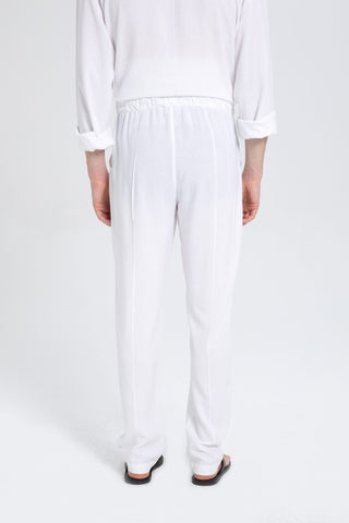 Linen Blend Stitched Detailed Men's Trousers