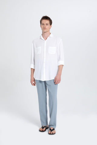 Linen Blend Stitched Detailed Men's Trousers