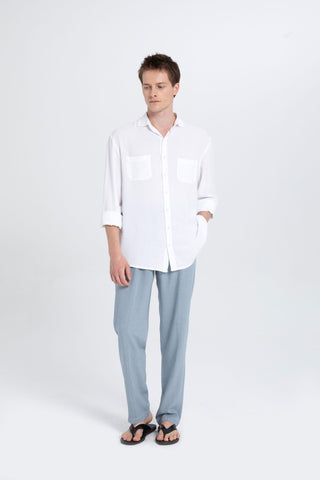 Linen Blend Stitched Detailed Men's Trousers