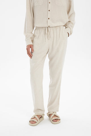 Linen Blend Stitched Detailed Men's Trousers