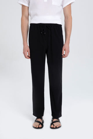 Linen Blend Stitched Detailed Men's Trousers
