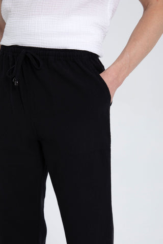 Linen Blend Stitched Detailed Men's Trousers