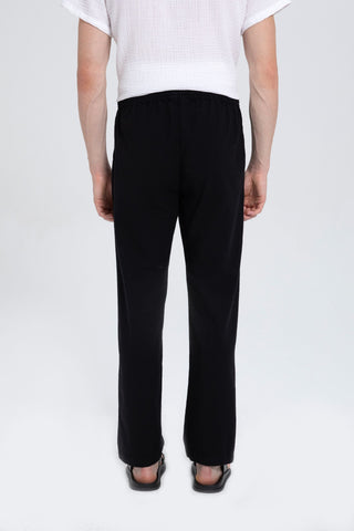 Linen Blend Stitched Detailed Men's Trousers