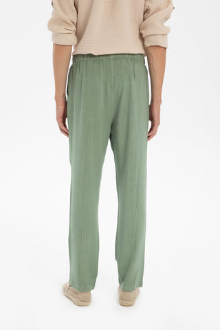 Linen Blend Stitched Detailed Men's Trousers
