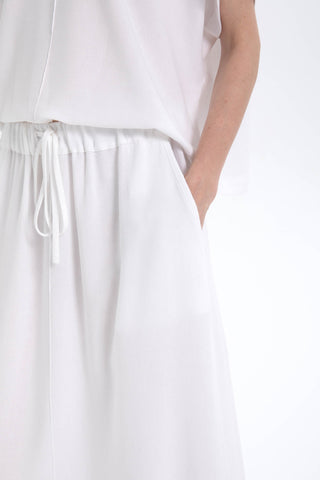 Linen Blend A-Line Midi Skirt - Skirt