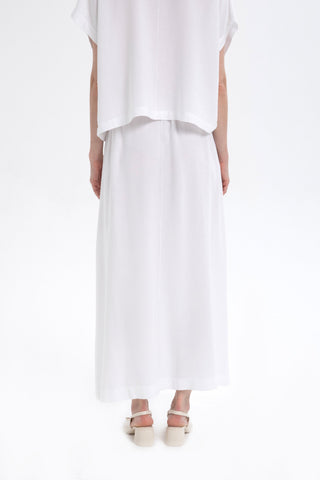 Linen Blend A-Line Midi Skirt - Skirt