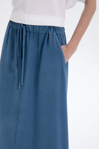 Linen Blend A-Line Midi Skirt - Skirt