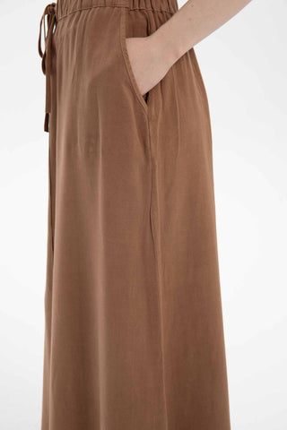 Linen Blend A-Line Midi Skirt - Skirt