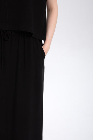 Linen Blend A-Line Midi Skirt - Skirt