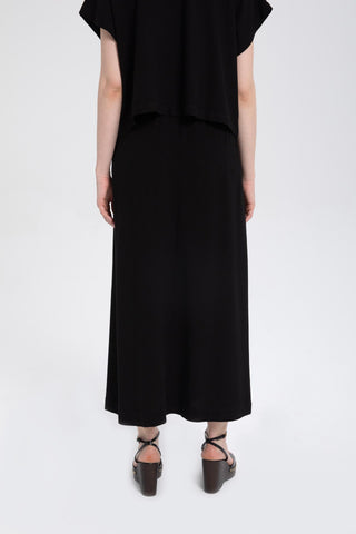 Linen Blend A-Line Midi Skirt - Skirt