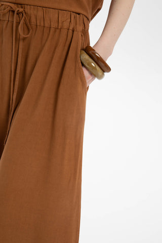 Linen Blend A-Line Midi Skirt - Skirt