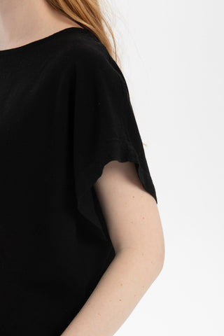 Linen Blend Women's Blouse with Stitching Details