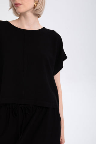 Linen Blend Women's Blouse with Stitching Details