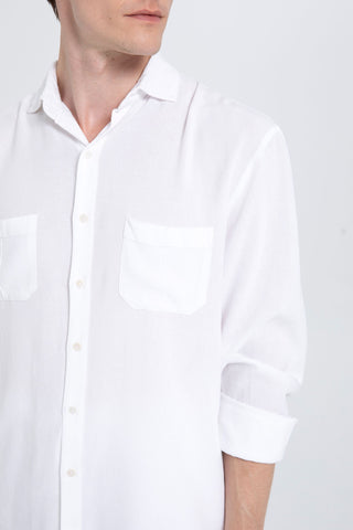 Linen Blend Pocket Detailed Classic Men Shirt