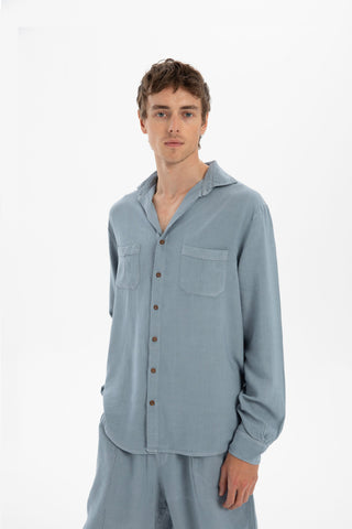 Linen Blend Pocket Detailed Classic Men Shirt