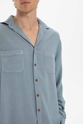 Linen Blend Pocket Detailed Classic Men Shirt