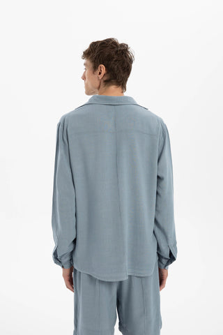 Linen Blend Pocket Detailed Classic Men Shirt