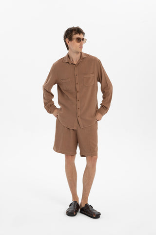 Linen Blend Pocket Detailed Classic Men Shirt