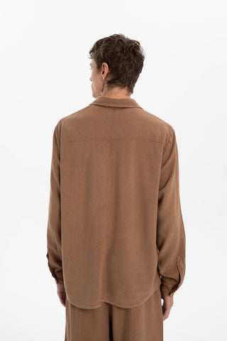 Linen Blend Pocket Detailed Classic Men Shirt