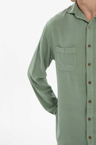 Linen Blend Pocket Detailed Classic Men Shirt