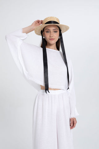 Tencel Linen Soft Textured Batwing Sleeve Blouse