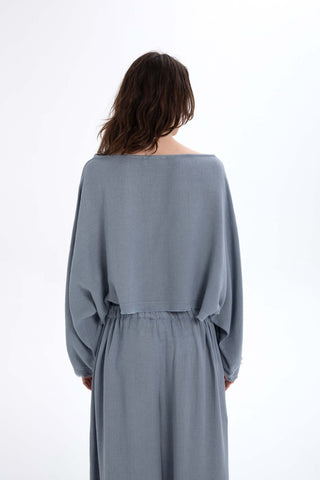 Tencel Linen Soft Textured Batwing Sleeve Blouse
