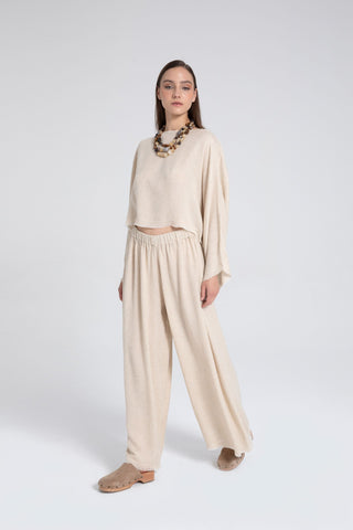 Tencel Linen Soft Textured Batwing Sleeve Blouse