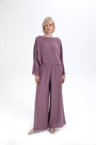 Tencel Linen Soft Textured Batwing Sleeve Blouse