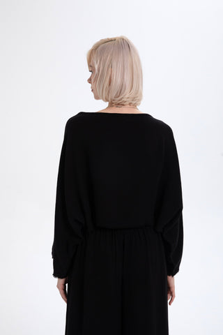 Tencel Linen Soft Textured Batwing Sleeve Blouse
